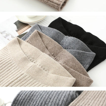 100% Merino Wool Striped Leggings Women's Winter Warm Knitted Tights Solid Color Women's Trousers PlatiNum