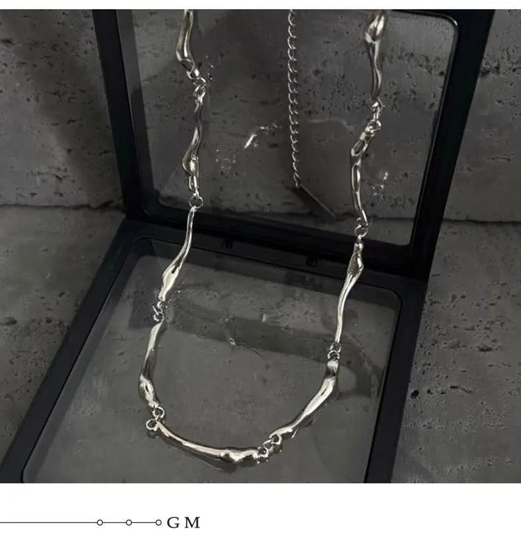 New Irregular Wave Shape Chain Men Necklace Advanced Sense Stainless Steel Figaro Cuban Chain Necklace For Men Women Jewelry
﻿ PlatiNum