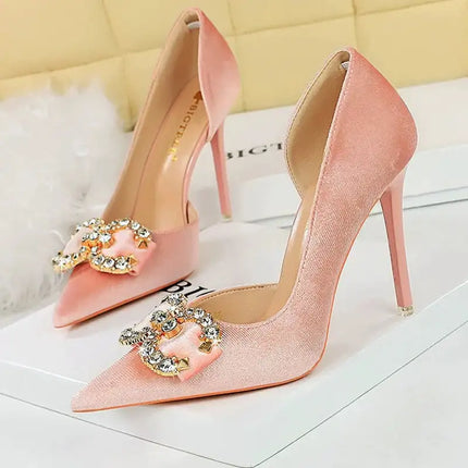 Tacchi alti di lusso Donna 7 cm Tacchi a spillo da 10,5 cm Décolleté da donna con strass in metallo Scarpe da sposa moda Scarpe da ballo sexy da donna 2026 platinumshop