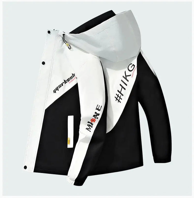 2024 Spring and Autumn jackets Fashion Trend Hooded Coat Men's Casual letter pattern Comfortable Waterproof Jacket M-4XL