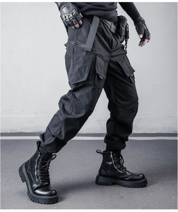2026 New Streetwear Joggers Pants Men's Multi-Pockets Tactical Cargo Pant Black Utility Work Elastic Waist Casual Trousers