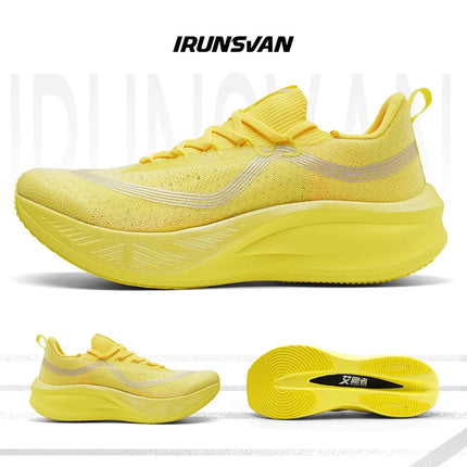 IRUNSVAN Men's Carbon Plate Sneakers Professional Marathon Racing Running Shoes High Quality  Shoes Comfortable Sports Shoe PlatiNum