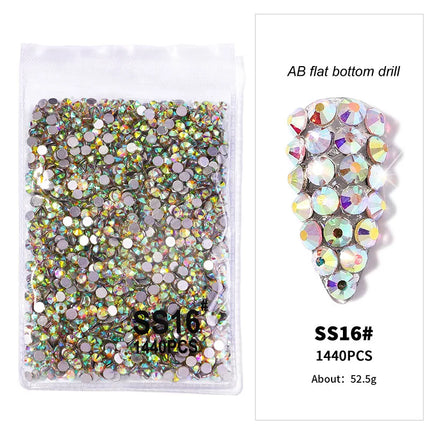 1440pcs Nail Clear/AB Glass Strass FlatBack Crystal Rhinestone (SS3-SS20)3D Nail Gem Stones Non-HotFix Nail Rhinestone 1.3-4.8mm