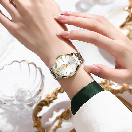 POEDAGAR Orologio da Donna Raffinato Impermeabile Luminoso con Data, Orologio da Polso Femminile di Alta Qualità in Acciaio Inossidabile, Elegante Orologio al Quarzo per Donne platinumshop