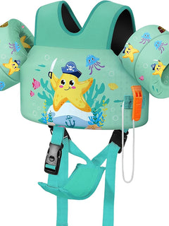 Gilet da bagno per bambini per bambini Floaties per braccioli da nuoto 15-70 libbre Ali d'acqua per nuoto in cartone animato con cinturino sul cavallo Gilet galleggianti per piscina per bambini