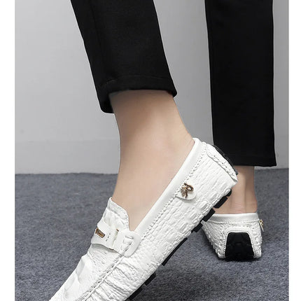 Scarpe Slip-On da Uomo in Pelle di Coccodrillo di Lusso, Scarpe Casual Primaverili ed Estive per la Guida, Stile Coppia, Taglio Basso, Suola in Gomma Traspirante