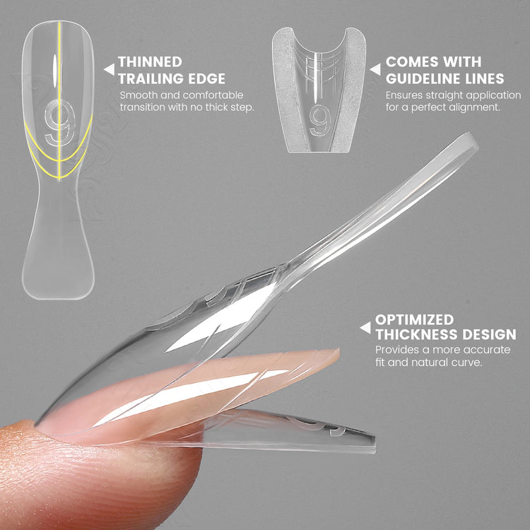 Original YOKEFELLOW Sandwich Dual Nail Form Short Stiletto Nail Extension Form 240pcs Top Form Bottom Form For Quick Nail Extensions IM222