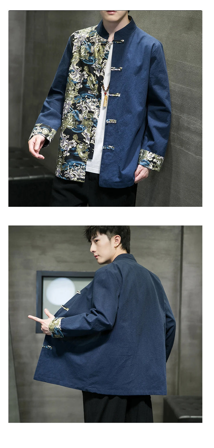 Camicie da uomo ricamate 2026 primavera stile cinese retrò colletto alla coreana giacca in cotone e lino cardigan da uomo Kungfu allentato casual Top