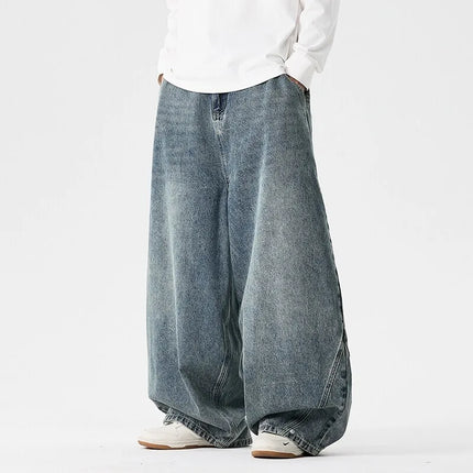 Pantaloni a gamba larga in denim Pantaloni casual alla moda da uomo Pantaloni larghi a lanterna Hip Hop Jeans streetwear Pantaloni elastici in vita maschile oversize