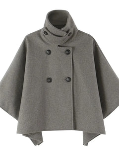 KONDALA High Street Holiday Chic Women Cloak Coat Turtleneck Double Breasted Loose Coat Fashion 2026 Fall Winter Night Out Coat