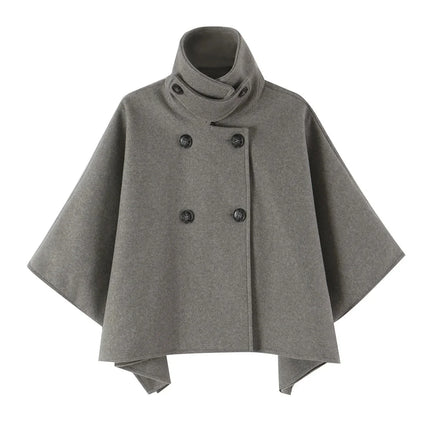 KONDALA High Street Holiday Chic Women Cloak Coat Turtleneck Double Breasted Loose Coat Fashion 2026 Fall Winter Night Out Coat