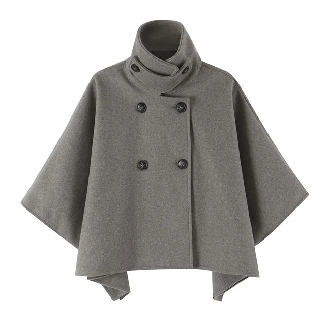KONDALA High Street Holiday Chic Women Cloak Coat Turtleneck Double Breasted Loose Coat Fashion 2026 Fall Winter Night Out Coat