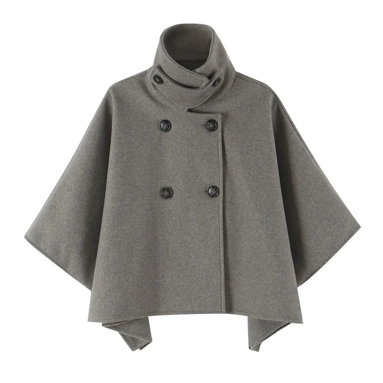 KONDALA High Street Holiday Chic Women Cloak Coat Turtleneck Double Breasted Loose Coat Fashion 2026 Fall Winter Night Out Coat
