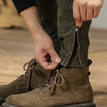 2025 New Multi-Pockets Spring Summer Cargo Pants Men Streetwear Zipper Leg Skinny Work Joggers Cotton Casual Tactical Trousers
