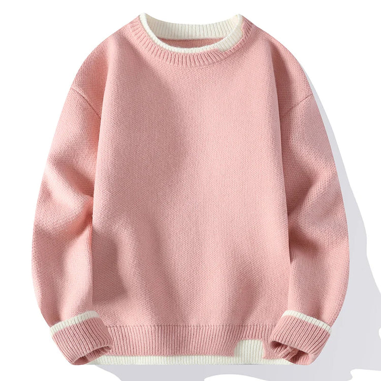 Autumn and Winter Men's Sweater Fashionable Simple Fake Two-piece Pullover Long-sleeved Top