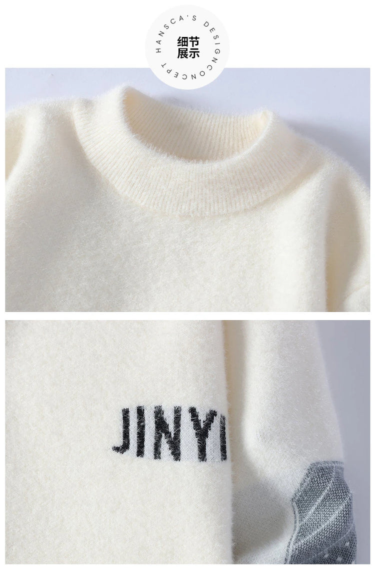 Sweaters men Winter Letter pattern thick sweater men Student youth sweaters autumn Men's wool pullovers full