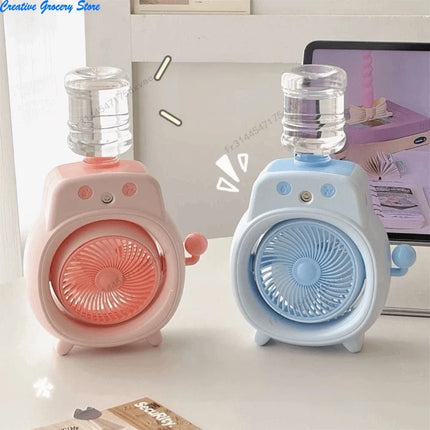Ventilatore da Tavolo Portatile con Nebulizzatore Fine e Delicato, Ampio Angolo di Copertura, Ventilatore da Scrivania con Nebbia Fredda a 360°, Batteria da 500mAh