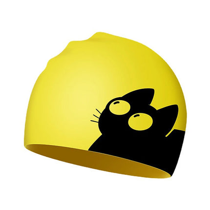 Cuffia da nuoto per gatti carini per orecchie a pelo lungo Proteggi i bambini Cuffia da piscina in silicone elastico impermeabile per bambini Cuffia da bagno Cappello da sub