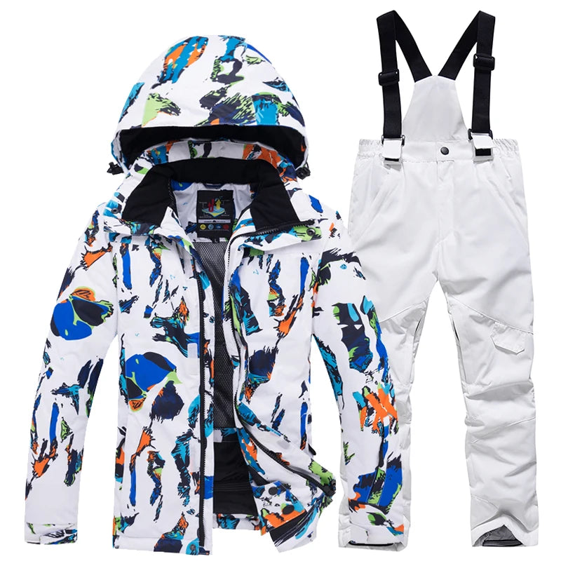 Cheaper, Children's Snow Suit, Snowboard Clothing Sets, Outdoor Wear, Ski Coat and Strap Pant, Kids Costumes, Boy‘s and Girl's