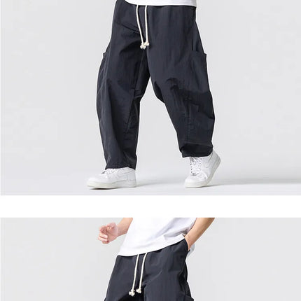 Pantaloni Estivi Leggeri da Uomo e Donna, Streetwear con Coulisse, Stile Y2K, Cargo, Tinta Unita, Gamba Larga, Taglie Forti fino alla 5XL