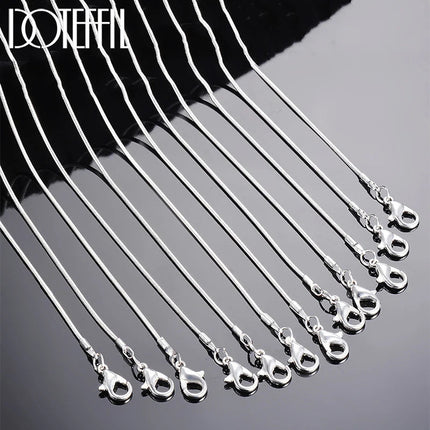 DOTEFFIL 925 Sterling Silver 5/10pcs/Lot 16/18/20/22/24/26/28/30 Inch 1.2mm Snake Chain Necklace For Woman Man Fashion Jewelry PlatiNum
