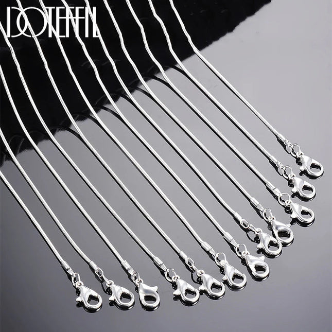 DOTEFFIL 925 Sterling Silver 5/10pcs/Lot 16/18/20/22/24/26/28/30 Inch 1.2mm Snake Chain Necklace For Woman Man Fashion Jewelry PlatiNum