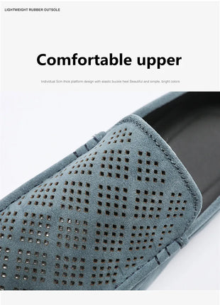 STRONGSHEN scarpe da uomo Casual Luxury Brand Slip on mocassini vuoti in pelle scamosciata mocassini da uomo estate traspirante scarpe da guida da uomo italiane