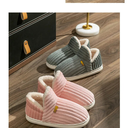 Shevalues Winter Men Slippers Short Plush Men Cotton Boots Indoor Fluffy House Fur Slippers Men Casual Soft Fur Furry Men Shoes