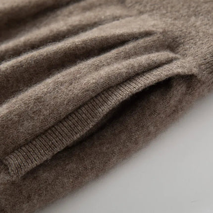 Classic Autumn Winter Wave Skirt 100% Cashmere Skirt Women A-Line Skirt Female Double Elastic Waist Pocket Warm Knit Long Dress PlatiNum