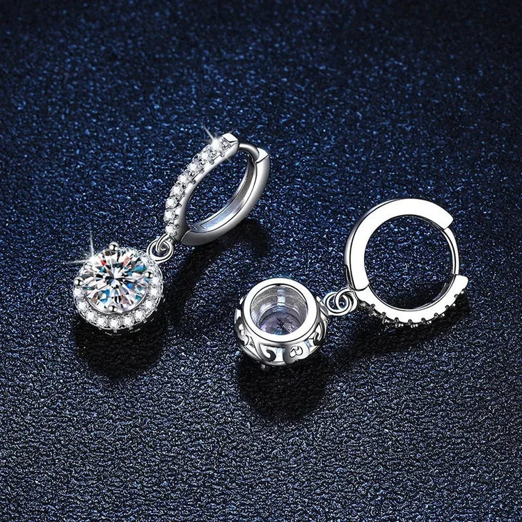 925 Sterling Silver 1 Carat Moissanite Round Earrings for Women Luxury Evening Style PlatiNum