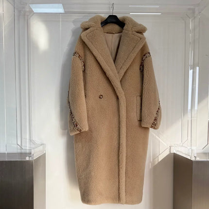 Max Teddy Coat 62% Alpaca 26% Wool 12% Silk Coat Winter Thicken Women's Coat