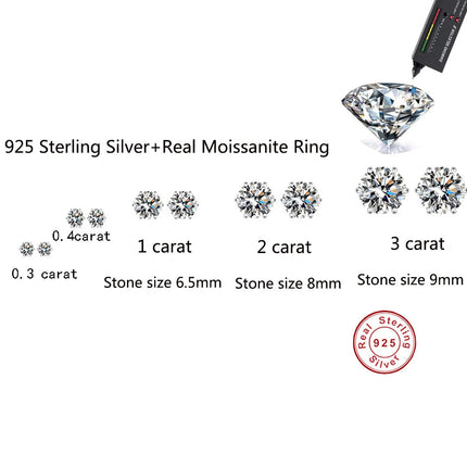 100% 925 sterling silver GRA Certified 0.3-3CT real Moissanite D color VVS1 six-jaw stud earrings Women Wedding Band Jewelry PlatiNum
