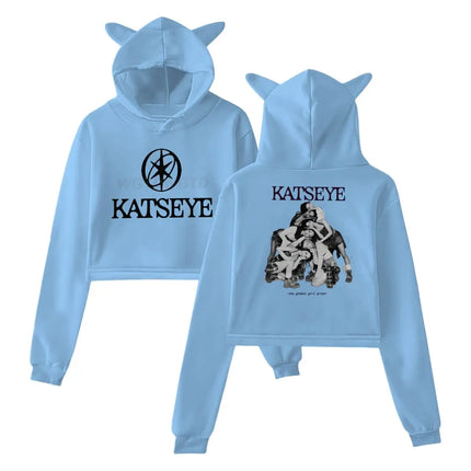 Katseye Tour 2025 Merch Hoodies Sweatshirt for Girls Cat Ear Crop Pullover Casual Clothes Katseye Y2K Girls Fashion Hoodie