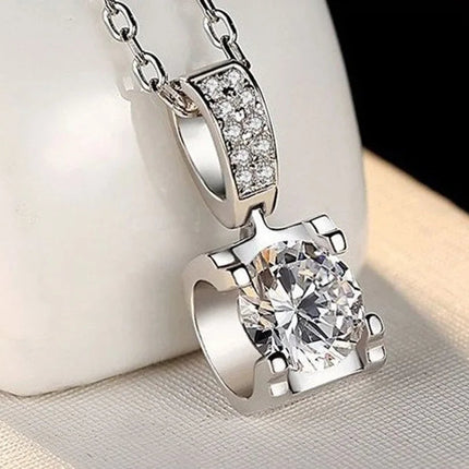 925 Sterling Silver Necklace For Women Round Pendent Sparkling Pave CZ Necklace Fashion Anniversary Birthday Jewelry Gifts N325 PlatiNum