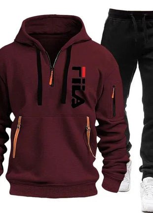 Autumn and winter hot selling men's hooded sweatshirt+casual pants two-piece outdoor multi pocket pullover and sports pants set PlatiNum