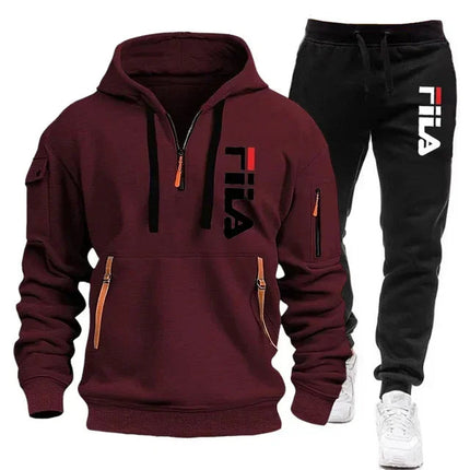 Autumn and winter hot selling men's hooded sweatshirt+casual pants two-piece outdoor multi pocket pullover and sports pants set PlatiNum