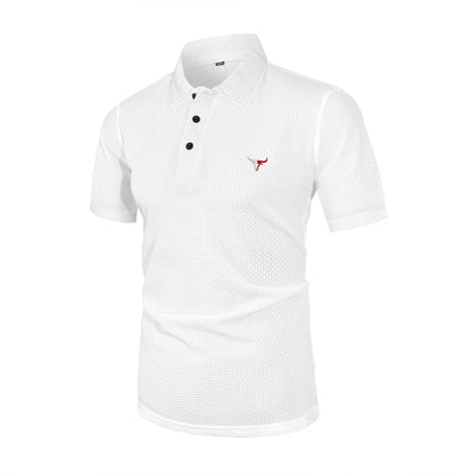 Men's Short Sleeve Summer T-Shirt with Ice Silk Lapel, Men's Top