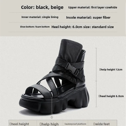 Women's Leather Slip-on Shoes, New Style 2026, Closed-Toe Shoes, Roman Style Sandals, Women's Retro Platform Shoes