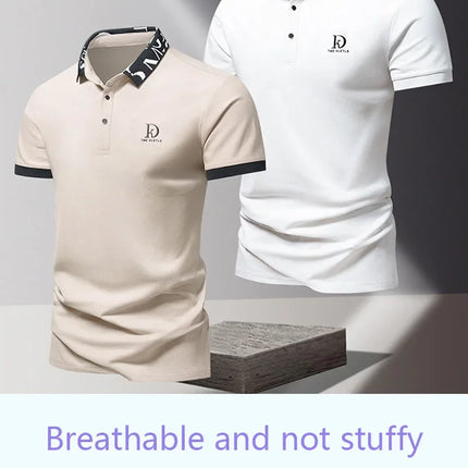 Men's fashionable summer POLO ice silk quick-drying T-shirt short-sleeved solid color loose fit business collar