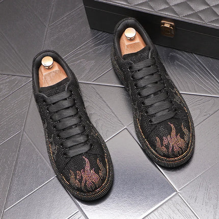 New Style Luxury Men's High Hip-hop Casual Shoes Men Black Fashion Rivets Shoes Italy Fashion Leisure Driving Loafers