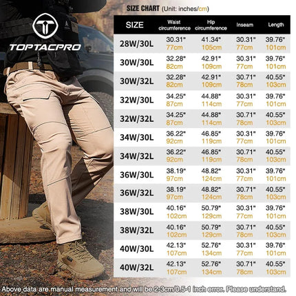TOPTACPRO Men's Flex Ripstop Water-Resistant Lightweight Stretch Cargo Trousers for EDC Outdoor Work Hiking 8201