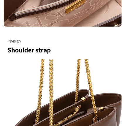 CHCH Women's Tote Bag 2026 Spring New Brown Magnetic Buckle Storage Bag Large Capacity Commuter Chain Bag PlatiNum