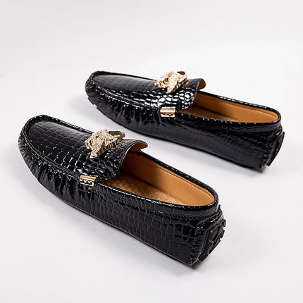 Stazione europea Slip-On Lazy Beanie Shoes Modello coccodrillo da uomo Scarpe da uomo 36 Taglia piccola 48 Nuove scarpe casual in pelle da uomo di grandi dimensioni