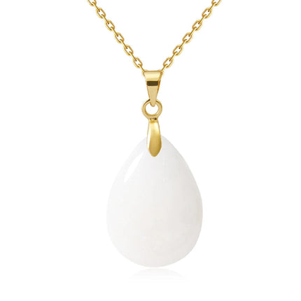 New Fashion Natural Stone Crystal Pendant Teardrop Simple Pendant Necklace Earrings Making Jewelry With Chain collar PlatiNum