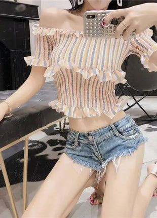 Summer Sexy Low Rise Denim Shorts Women High Elastic Butt Lifting Hot Pants Beach Triangle Shorts Fashion Stretchy Jeans Shorts PlatiNum