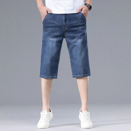 Nuovi Pantaloncini in Denim Sottili da Uomo Estate 2026, Morbidi e Confortevoli, Effetto Seta Ghiaccio, Vestibilità Ampia, Blu Chiaro e Blu Scuro, Taglie Grandi