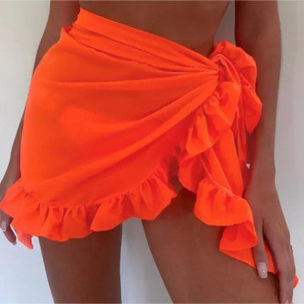 Costumi da bagno Avvolge Bikini Cover Up Abito con nappe Bikini Estate Maglia Mini gonna con volant per le donne Gonna da bagno caramelle Costume da bagno per ragazze platinumshop