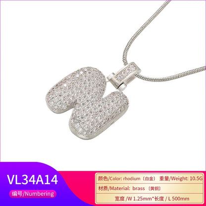 ZHUKOU Colore argento Bubble lettere iniziali collane 26 lettere pendenti collane per le donne Ottone CZ Gioielli all'ingrosso VL34