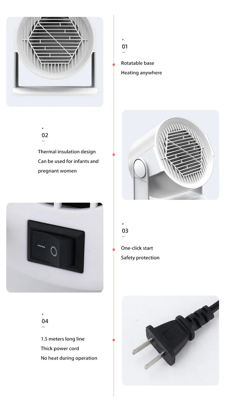 Mini Electric Heater Quick Heating Overheating Protection Home Electric Heater Desktop Small Warm Air Heater Indoor Office