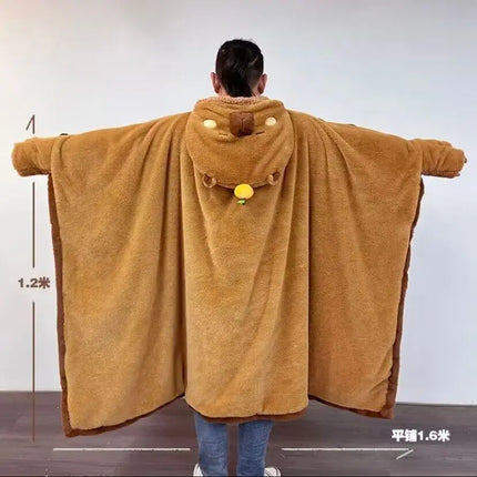 Anime Fox Cloak Fox Cape Cartoon Cloak Coral Fleece Keep Warm Air Blankets Cosplay Costumes Lovely Soft Birthday Valentine Gifts